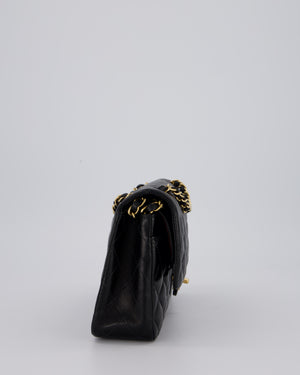 Chanel Black Vintage Medium Classic Double Flap Bag in Lambskin Leather with 24K Gold Hardware