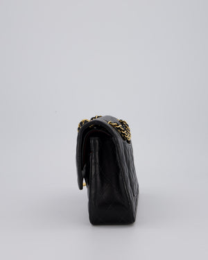 Chanel Black Vintage Medium Classic Double Flap Bag in Lambskin Leather with 24K Gold Hardware