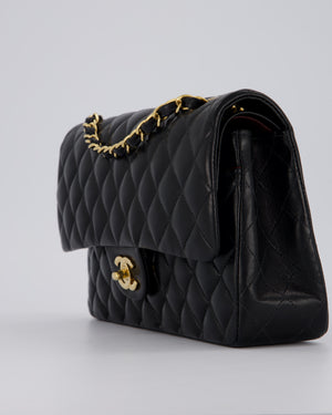 Chanel Black Vintage Medium Classic Double Flap Bag in Lambskin Leather with 24K Gold Hardware