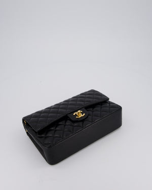 Chanel Black Vintage Medium Classic Double Flap Bag in Lambskin Leather with 24K Gold Hardware