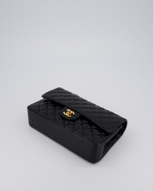 Chanel Black Vintage Medium Classic Double Flap Bag in Lambskin Leather with 24K Gold Hardware