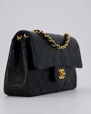 Chanel Vintage Black Small Classic Double Flap Bag in Lambskin Leather with 24K Gold Hardware