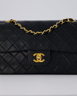 Chanel Vintage Black Small Classic Double Flap Bag in Lambskin Leather with 24K Gold Hardware