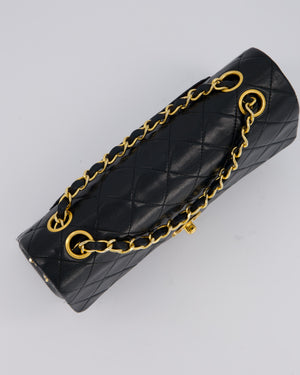 Chanel Vintage Black Small Classic Double Flap Bag in Lambskin Leather with 24K Gold Hardware