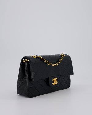 Chanel Vintage Black Small Classic Double Flap Bag in Lambskin Leather with 24K Gold Hardware