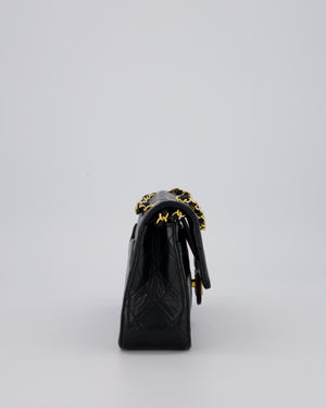 Chanel Vintage Black Small Classic Double Flap Bag in Lambskin Leather with 24K Gold Hardware