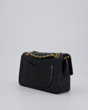Chanel Vintage Black Small Classic Double Flap Bag in Lambskin Leather with 24K Gold Hardware
