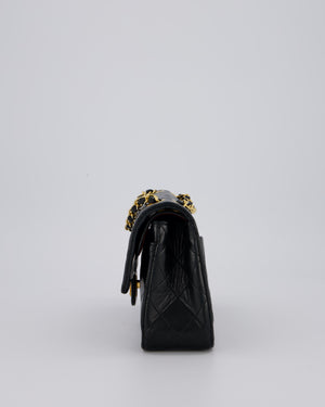 Chanel Vintage Black Small Classic Double Flap Bag in Lambskin Leather with 24K Gold Hardware