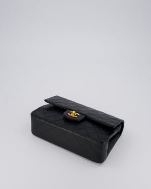 Chanel Vintage Black Small Classic Double Flap Bag in Lambskin Leather with 24K Gold Hardware