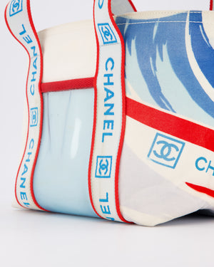 Chanel Vintage Sport Line Canvas Tote Bag with CC Logo Straps and Front Pocket