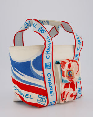 Chanel Vintage Sport Line Canvas Tote Bag with CC Logo Straps and Front Pocket