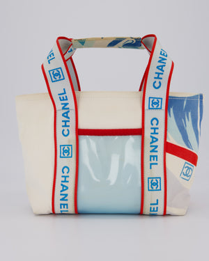 Chanel Vintage Sport Line Canvas Tote Bag with CC Logo Straps and Front Pocket