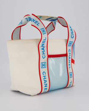 Chanel Vintage Sport Line Canvas Tote Bag with CC Logo Straps and Front Pocket