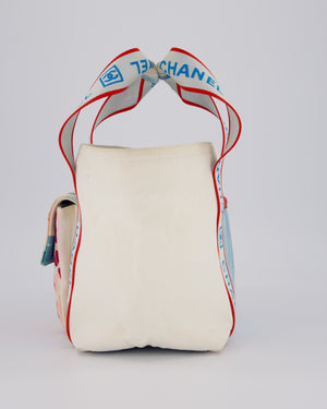 Chanel Vintage Sport Line Canvas Tote Bag with CC Logo Straps and Front Pocket