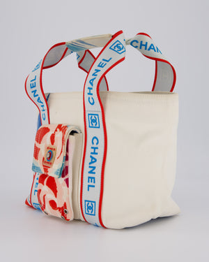 Chanel Vintage Sport Line Canvas Tote Bag with CC Logo Straps and Front Pocket