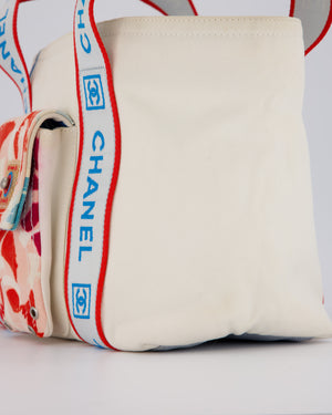 Chanel Vintage Sport Line Canvas Tote Bag with CC Logo Straps and Front Pocket