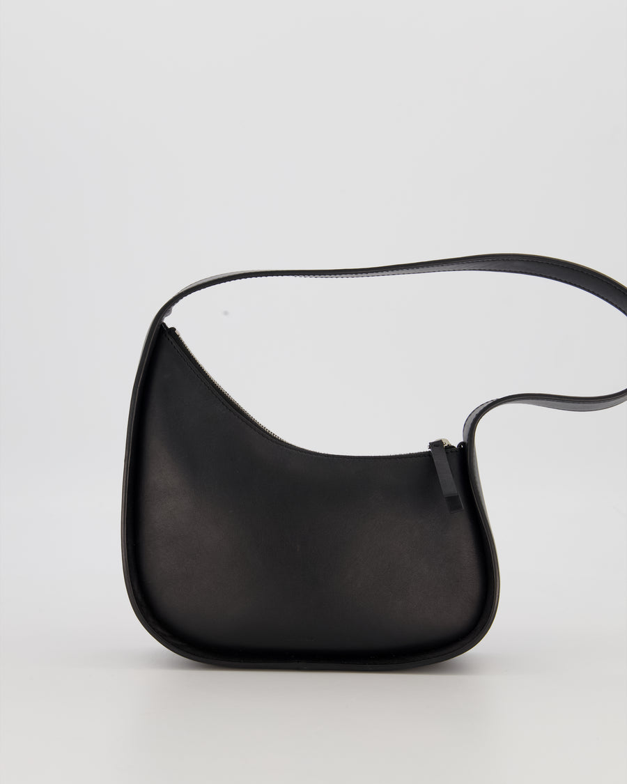 The Row Black Leather Half Moon Shoulder Bag