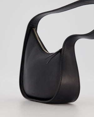 The Row Black Leather Half Moon Shoulder Bag