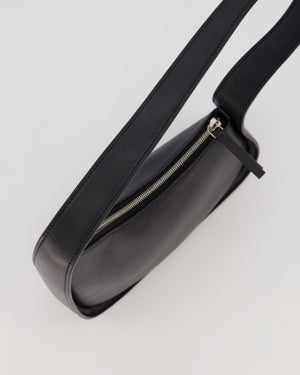 The Row Black Leather Half Moon Shoulder Bag