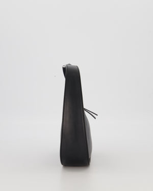 The Row Black Leather Half Moon Shoulder Bag