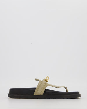 Hermès Empire Sandals in Vert Mosaque Suede Leather with Gold Hardware