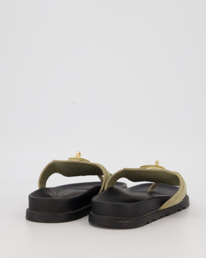 Hermès Empire Sandals in Vert Mosaque Suede Leather with Gold Hardware