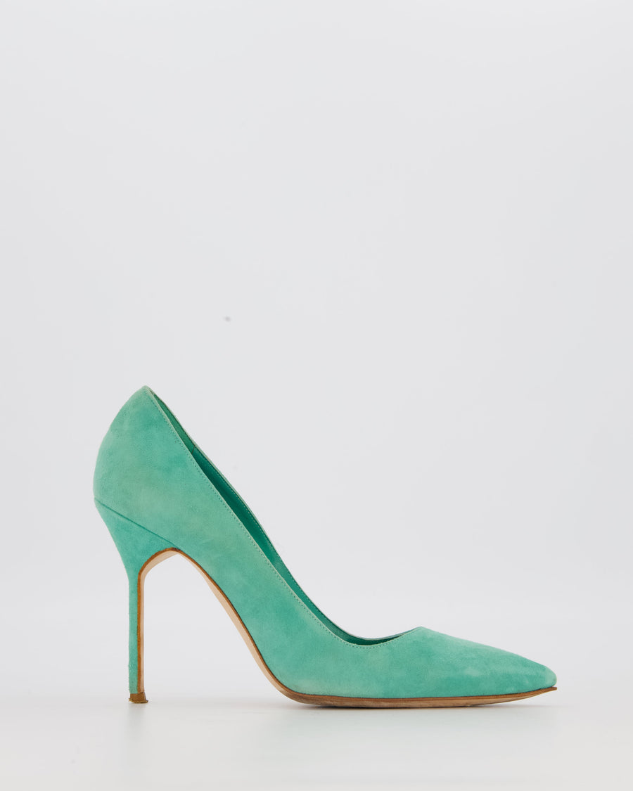 Manolo Blahnik Turquoise Suede BB 105 Heels Size EU 37