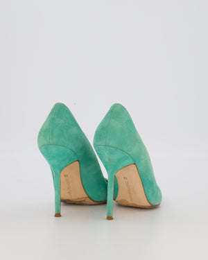 Manolo Blahnik Turquoise Suede BB 105 Heels Size EU 37