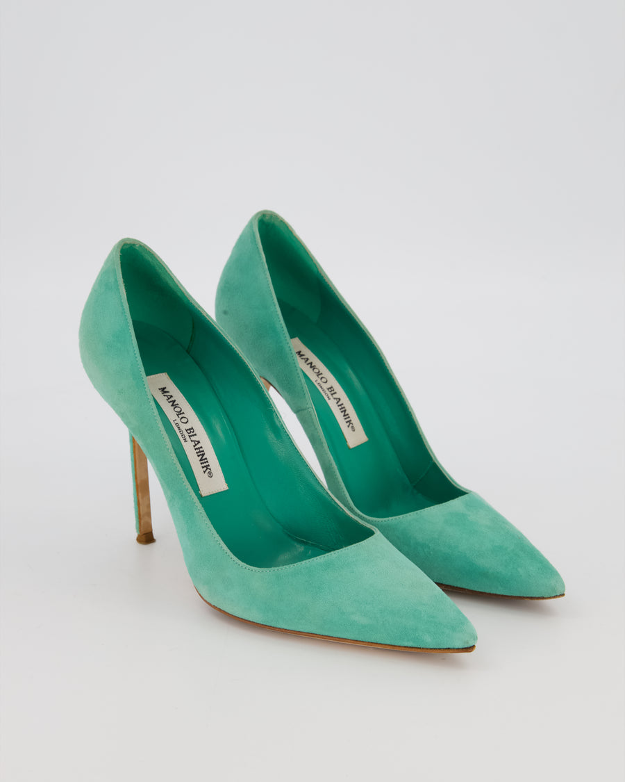 Manolo Blahnik Turquoise Suede BB 105 Heels Size EU 37