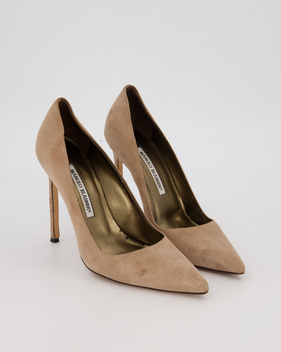 Manolo Blahnik Beige Suede BB 115 Heels Size EU 37