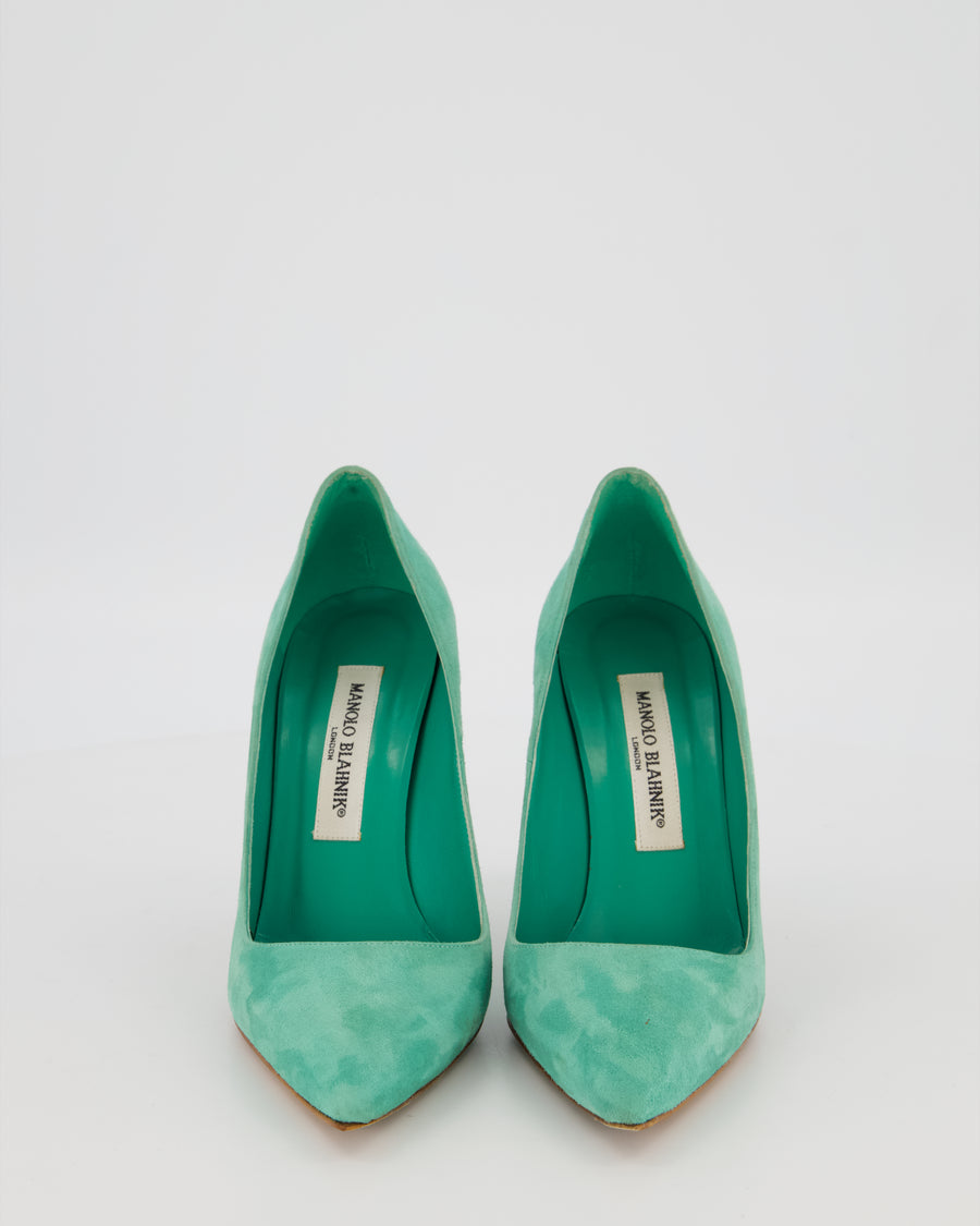 Manolo Blahnik Turquoise Suede BB 105 Heels Size EU 37
