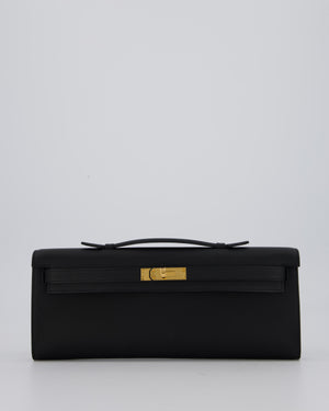 *HOT & RARE* Hermès Kelly Cut Bag in Noir Swift Leather with Gold Hardware