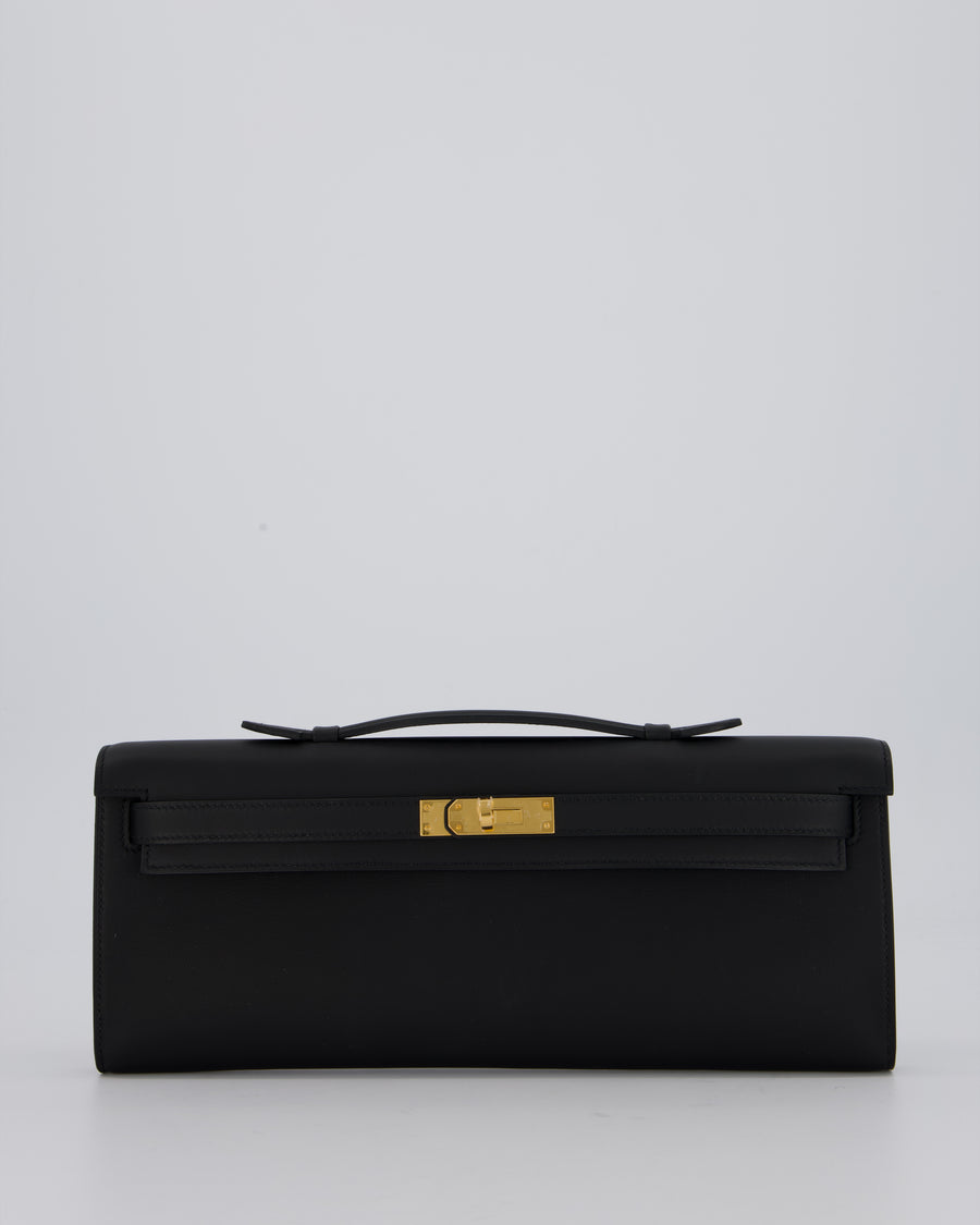 *HOT & RARE* Hermès Kelly Cut Bag in Noir Swift Leather with Gold Hardware