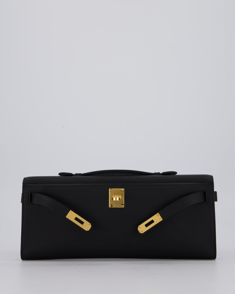 *HOT & RARE* Hermès Kelly Cut Bag in Noir Swift Leather with Gold Hardware