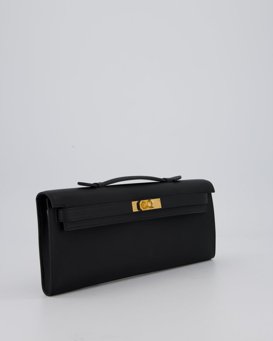 *HOT & RARE* Hermès Kelly Cut Bag in Noir Swift Leather with Gold Hardware