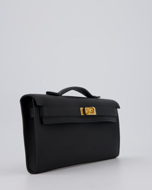*HOT & RARE* Hermès Kelly Cut Bag in Noir Swift Leather with Gold Hardware
