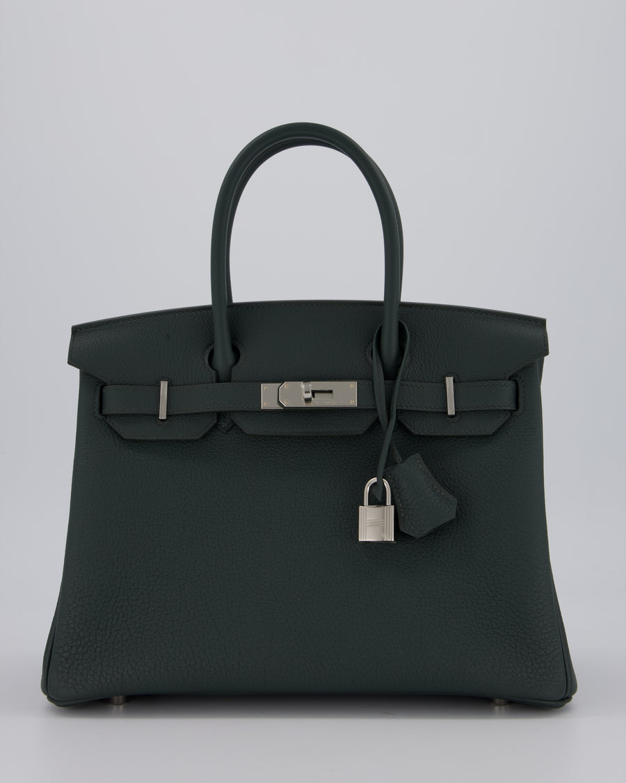 Hermès Birkin 30 Retourne Bag in Vert Mangrove Togo Leather with Palladium Hardware