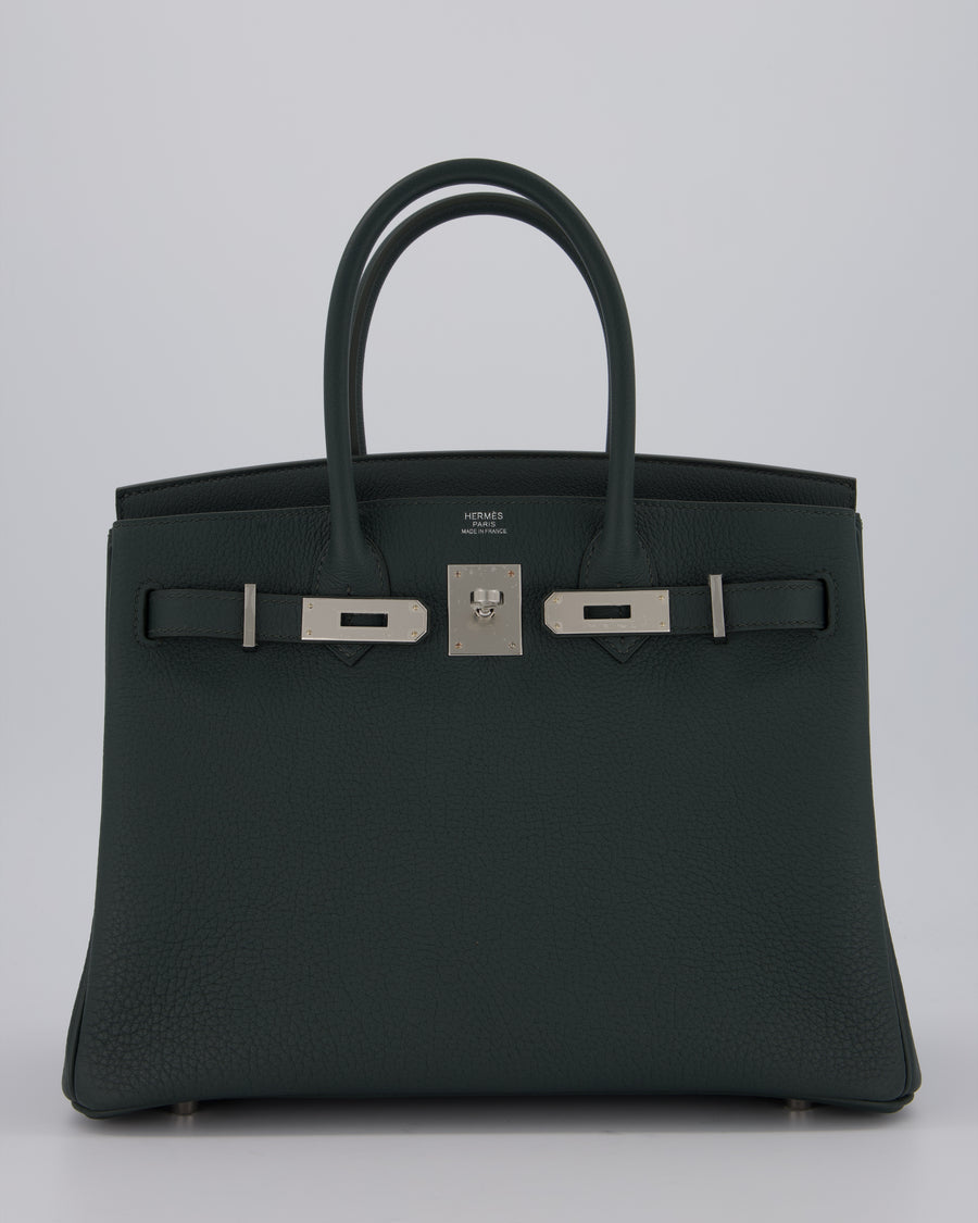 Hermès Birkin 30 Retourne Bag in Vert Mangrove Togo Leather with Palladium Hardware