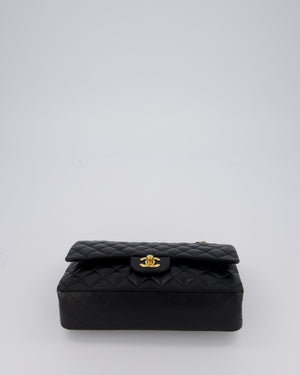 Chanel Black Classic Medium Double Flap Bag in Lambskin Leather with Gold Hardware