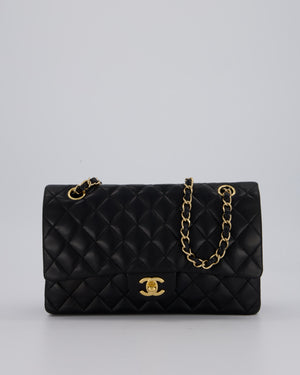 Chanel Black Classic Medium Double Flap Bag in Lambskin Leather with Gold Hardware