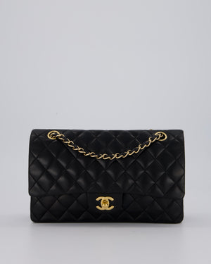 Chanel Black Classic Medium Double Flap Bag in Lambskin Leather with Gold Hardware