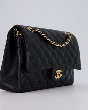 Chanel Black Classic Medium Double Flap Bag in Lambskin Leather with Gold Hardware