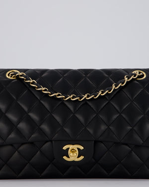 Chanel Black Classic Medium Double Flap Bag in Lambskin Leather with Gold Hardware