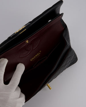 Chanel Black Classic Medium Double Flap Bag in Lambskin Leather with Gold Hardware