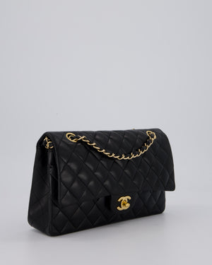 Chanel Black Classic Medium Double Flap Bag in Lambskin Leather with Gold Hardware
