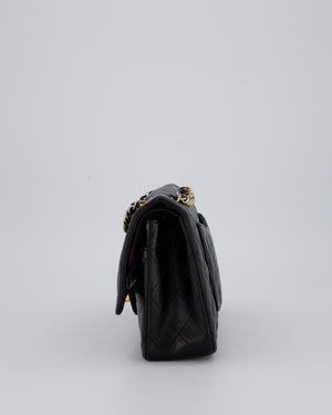 Chanel Black Classic Medium Double Flap Bag in Lambskin Leather with Gold Hardware