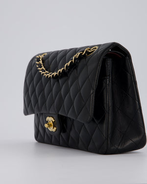 Chanel Black Classic Medium Double Flap Bag in Lambskin Leather with Gold Hardware