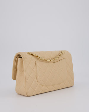 Chanel Beige Classic Medium Double Flap Bag in Caviar Leather with Gold Hardware