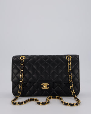 Chanel Black Classic Medium Double Flap Bag in Caviar Leather with Gold Hardware