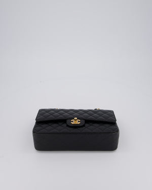 Chanel Black Classic Medium Double Flap Bag in Caviar Leather with Gold Hardware